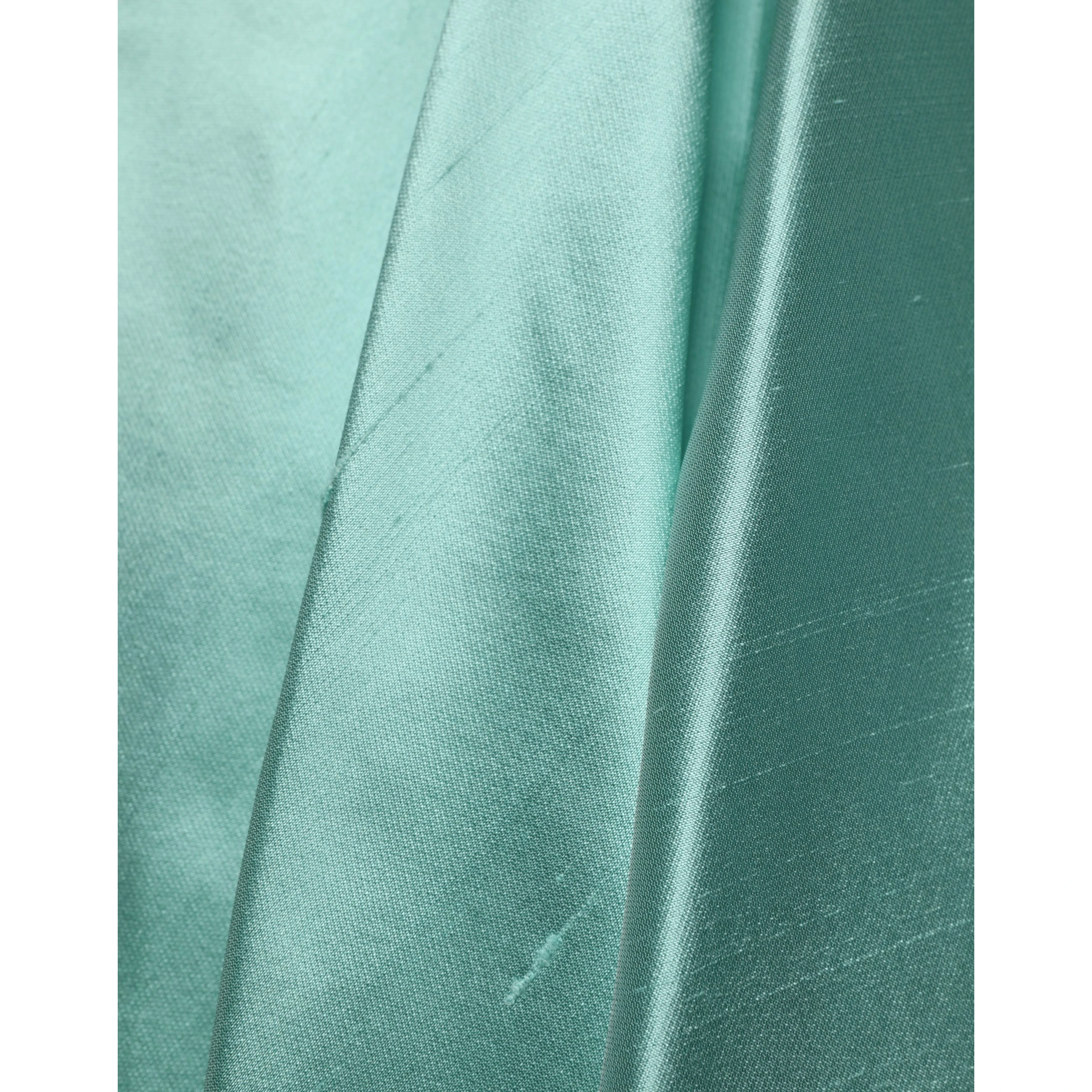 Green Satin High-Waisted Pleated A-line Midi Skirt