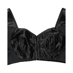 Black Satin Nylon Corset Sleeveless Cropped Top