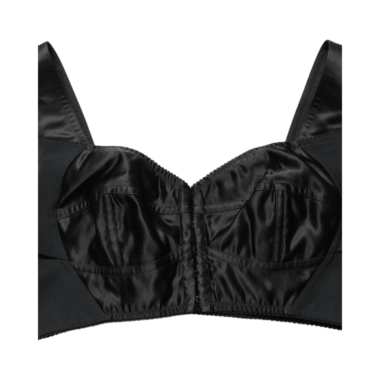 Black Satin Nylon Corset Sleeveless Cropped Top