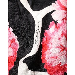Black Pink Carnation Floral Print Jacquard Mini Skirt