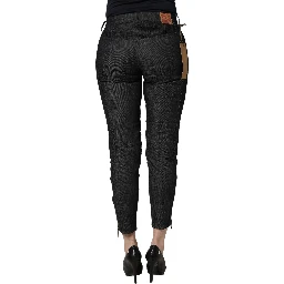 Black Cotton Mid Waist Skinny Denim Jeans