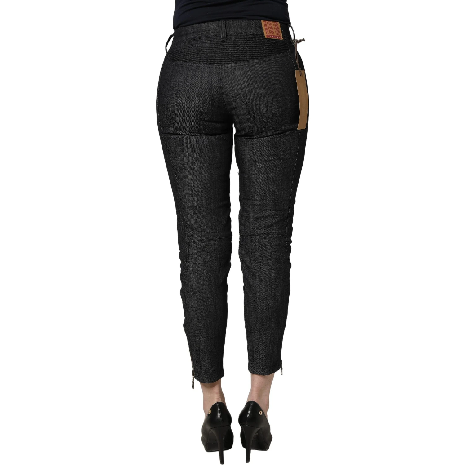 Black Cotton Mid Waist Skinny Denim Jeans