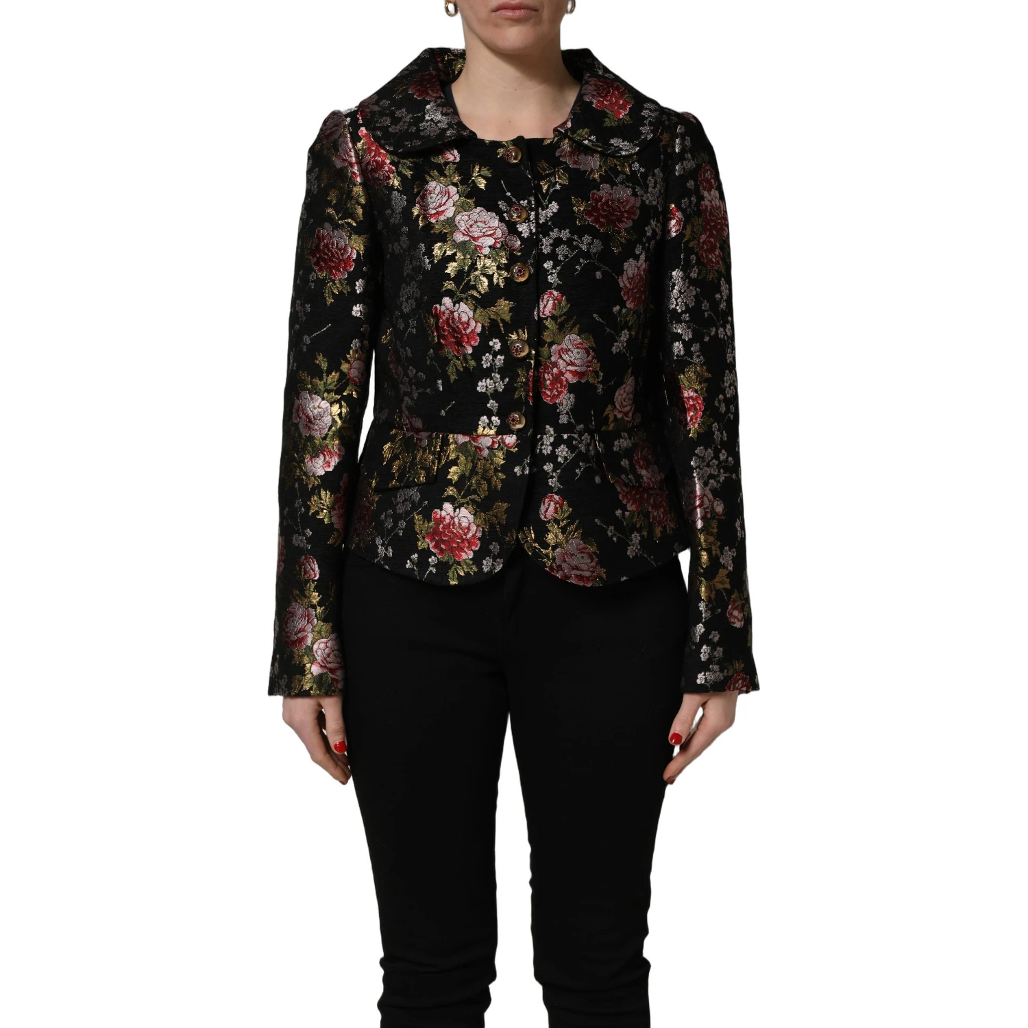 Multicolor Floral Brocade Blazer Jacket