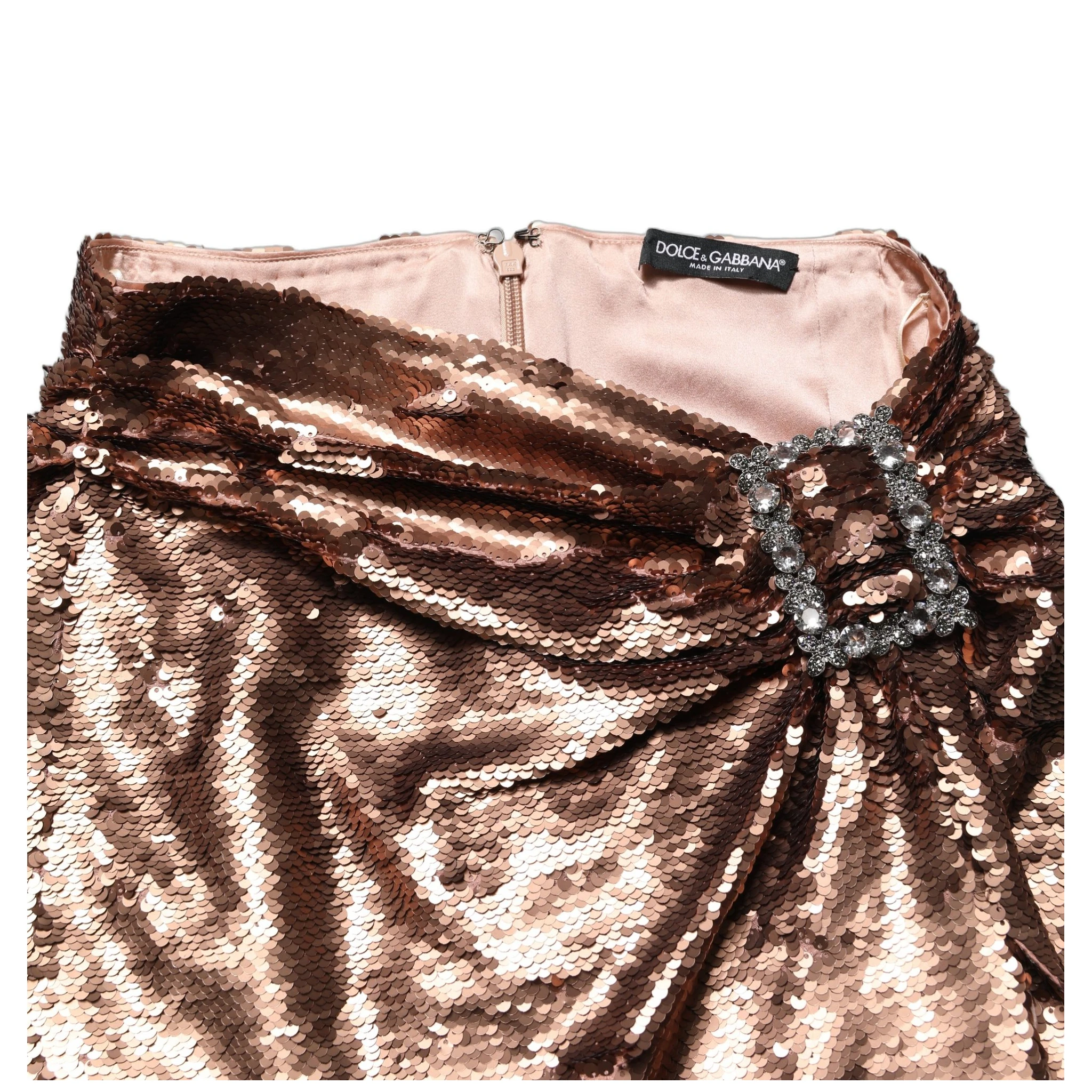 Rose Gold Embellished Sequinned Maxi Skirt