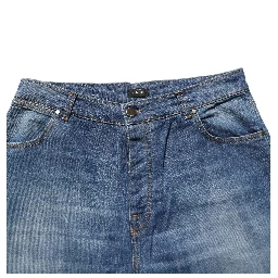 Blue Washed High Waist Wide Leg Denim Cotton Stretch Jeans