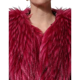 Fuchsia Belted Faux-Fur Trench Coat Jacket