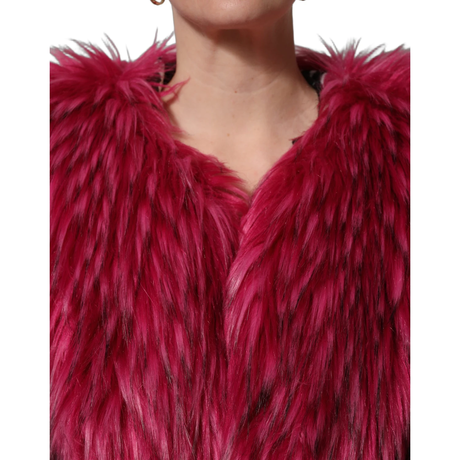 Fuchsia Belted Faux-Fur Trench Coat Jacket
