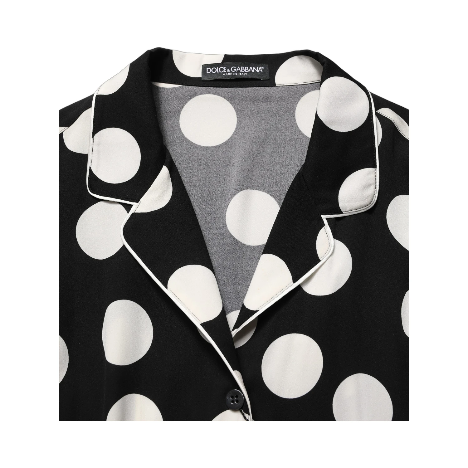 Black White Polka Dot Pajama 2 Piece Set Sleepwear