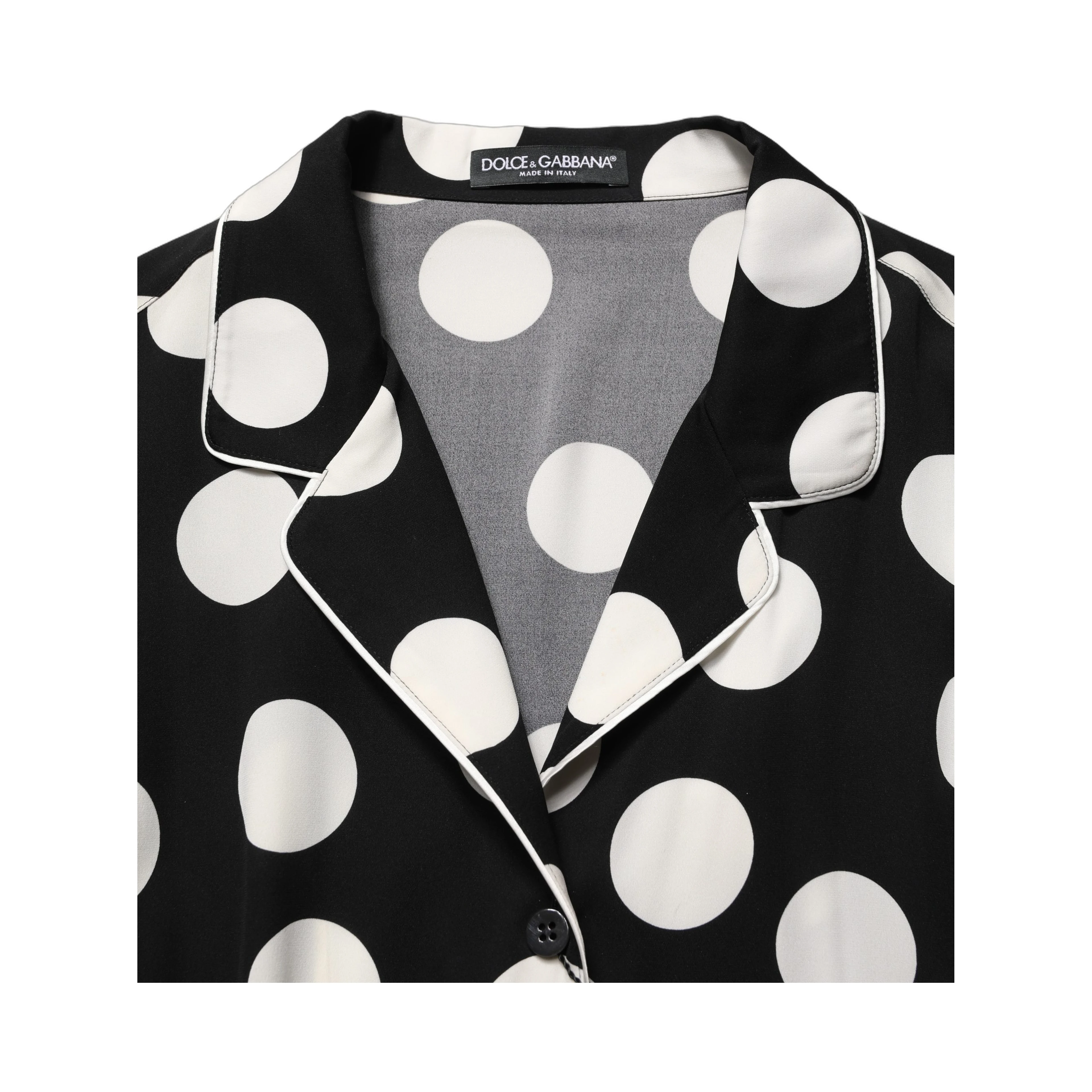 Black White Polka Dot Pajama 2 Piece Set Sleepwear