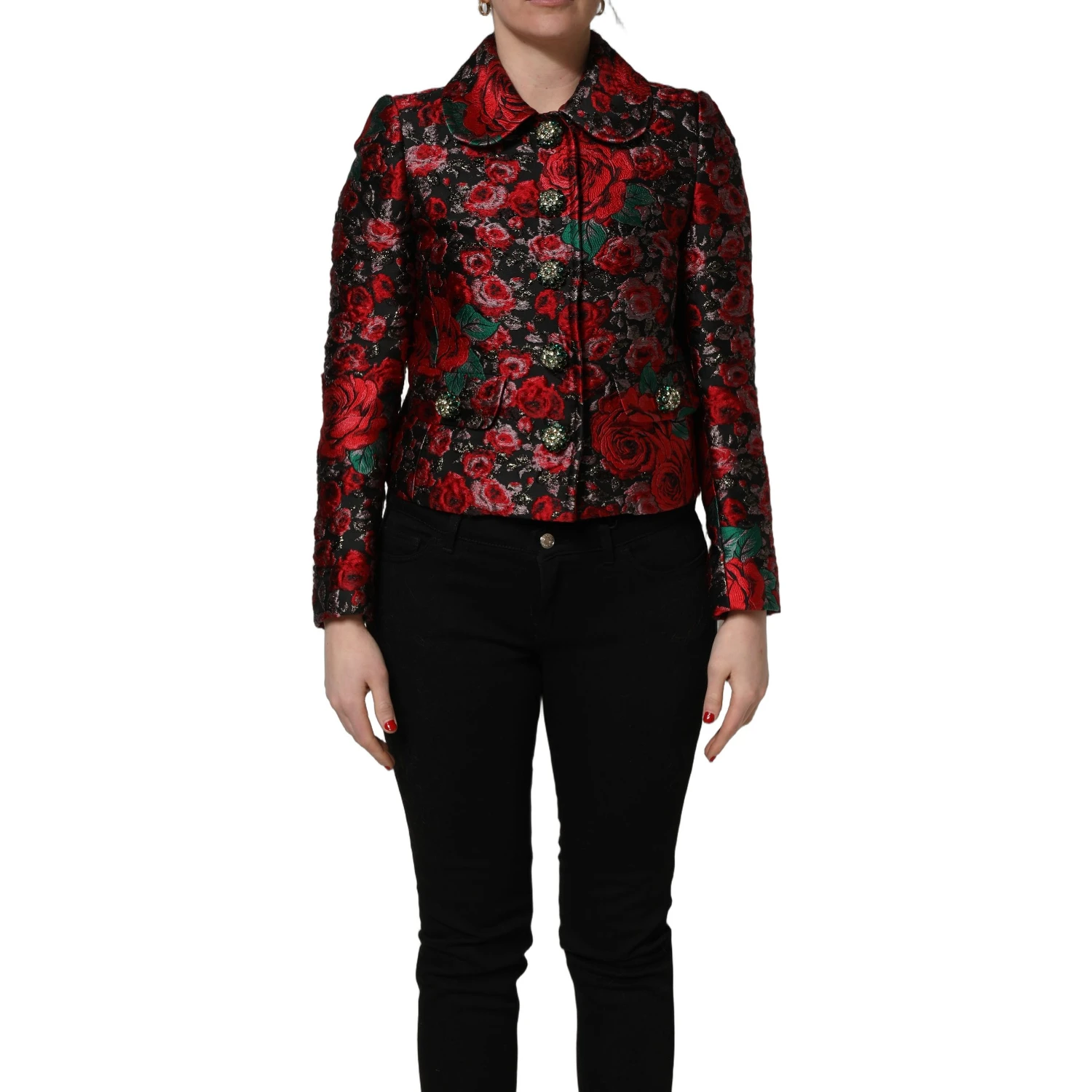 Multicolor Floral Brocade ButtonBlazer Jacket