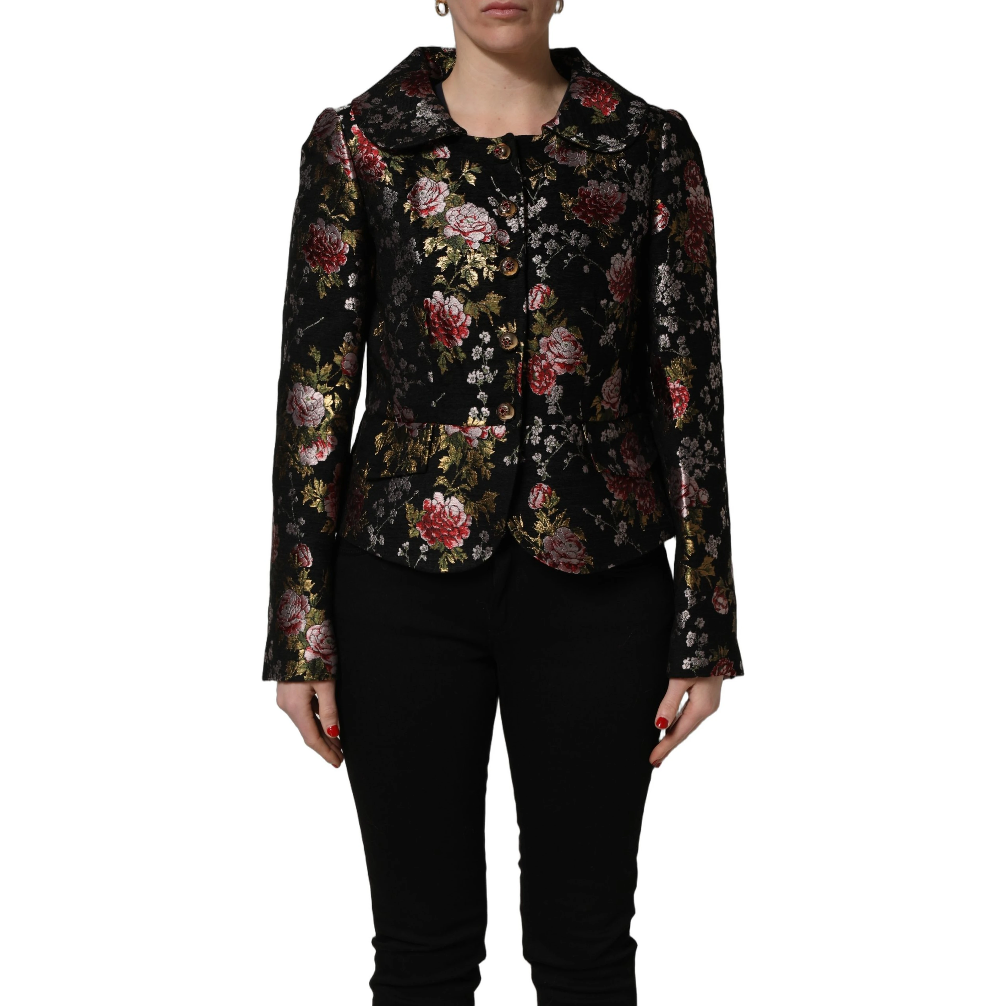 Multicolor Floral Brocade Blazer Jacket
