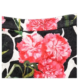 Black Pink Carnation Floral Print Jacquard Mini Skirt