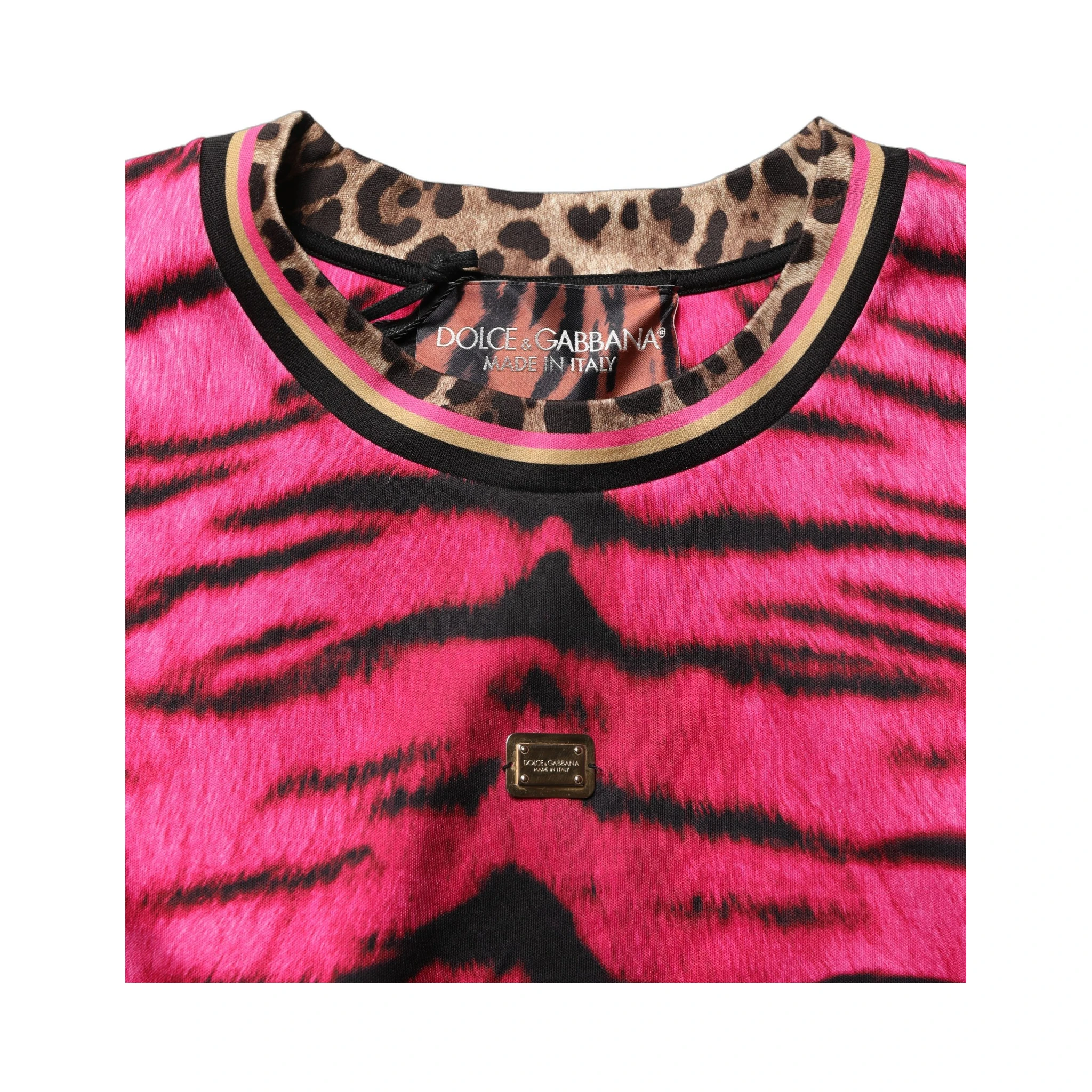 Pink Zebra Sleeveless Crew Neck Cropped T-shirt