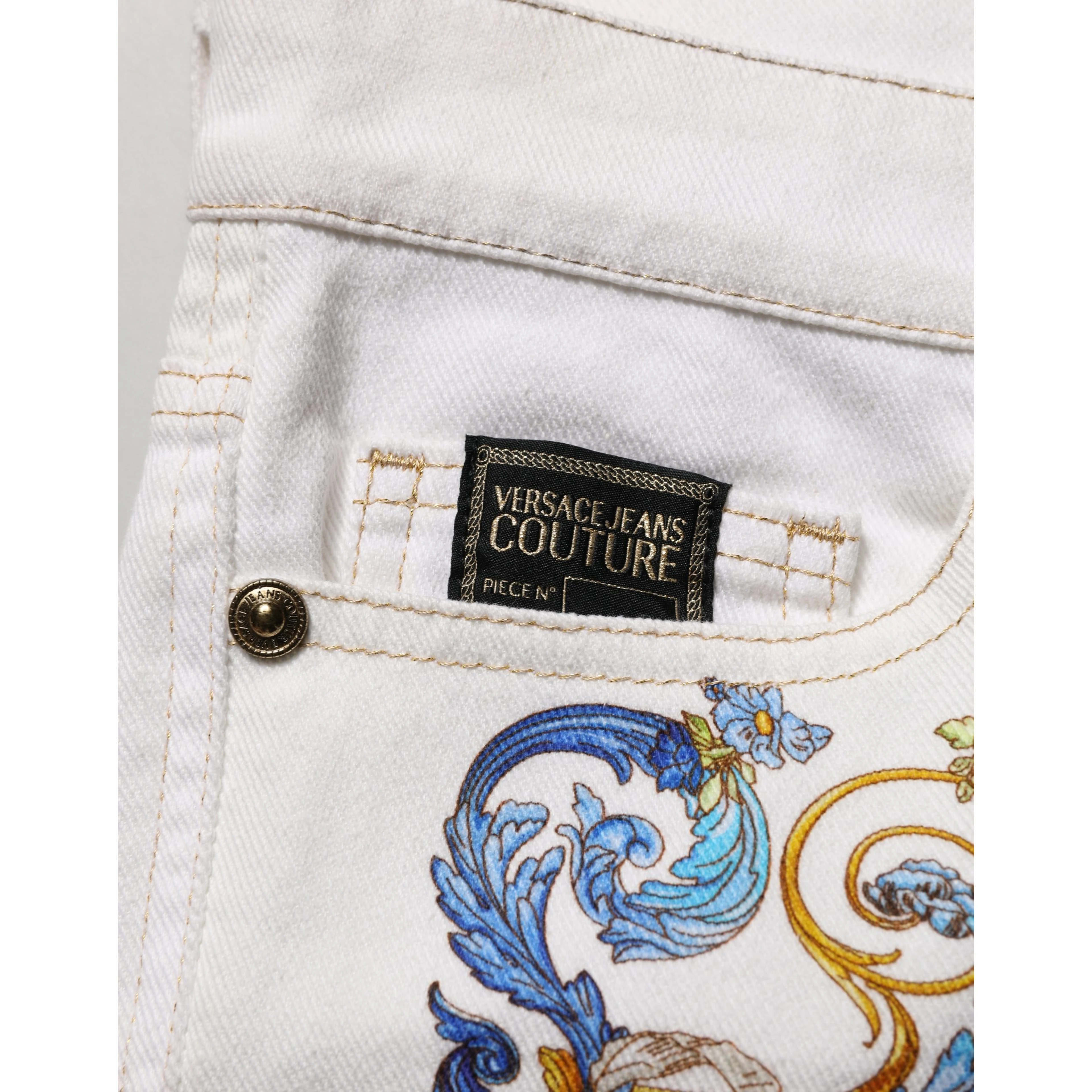 White Floral Print Skinny Denim Jeans