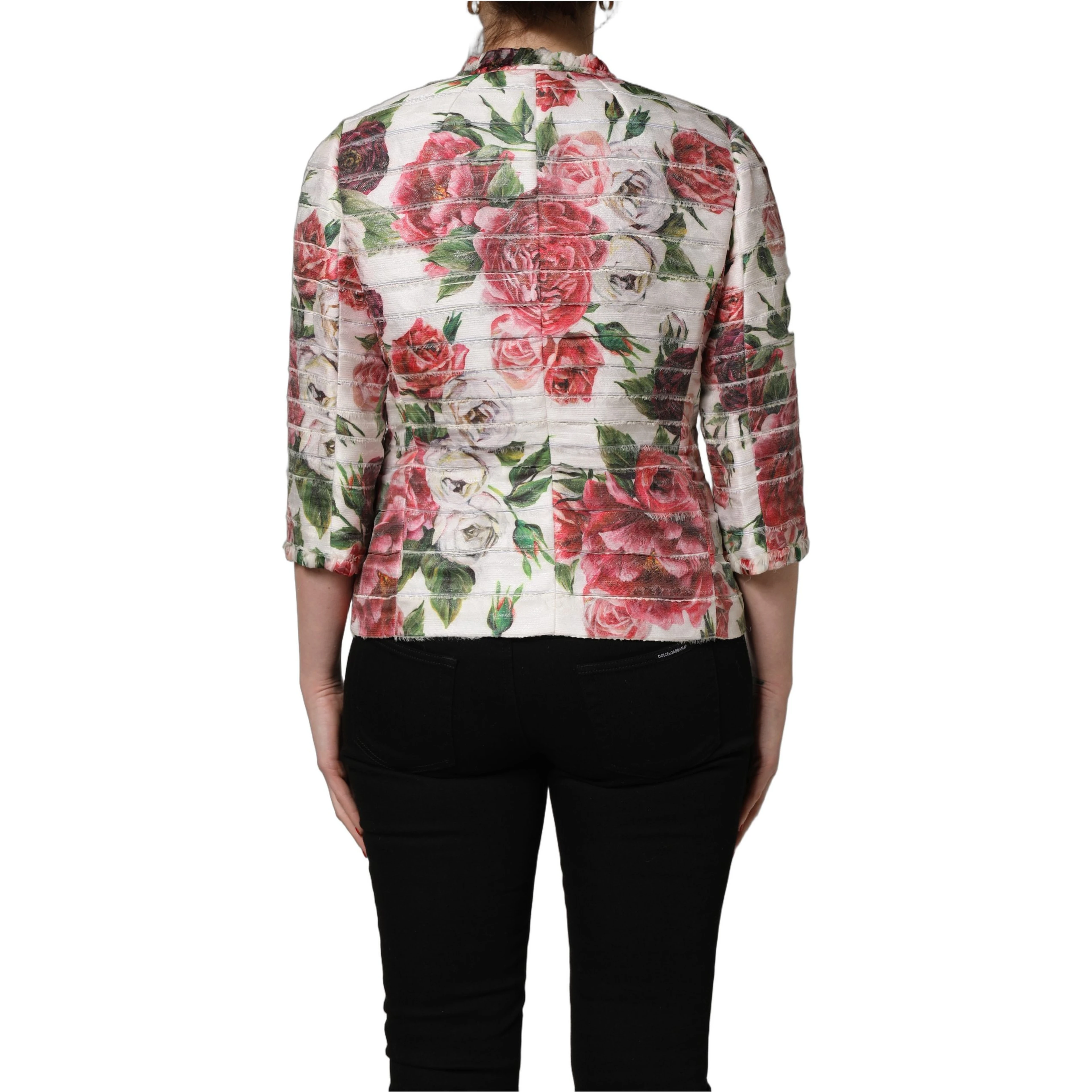 Multicolor Peony Print Polyester Coat Jacket