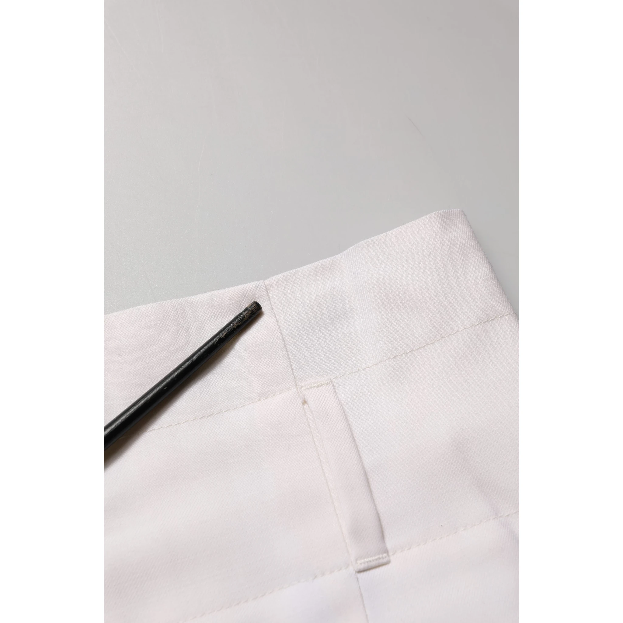 White Skinny High Waist Chino Cropped Trouser Pants