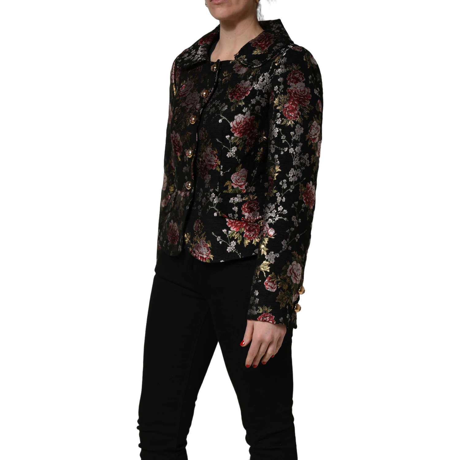 Multicolor Floral Brocade Blazer Jacket