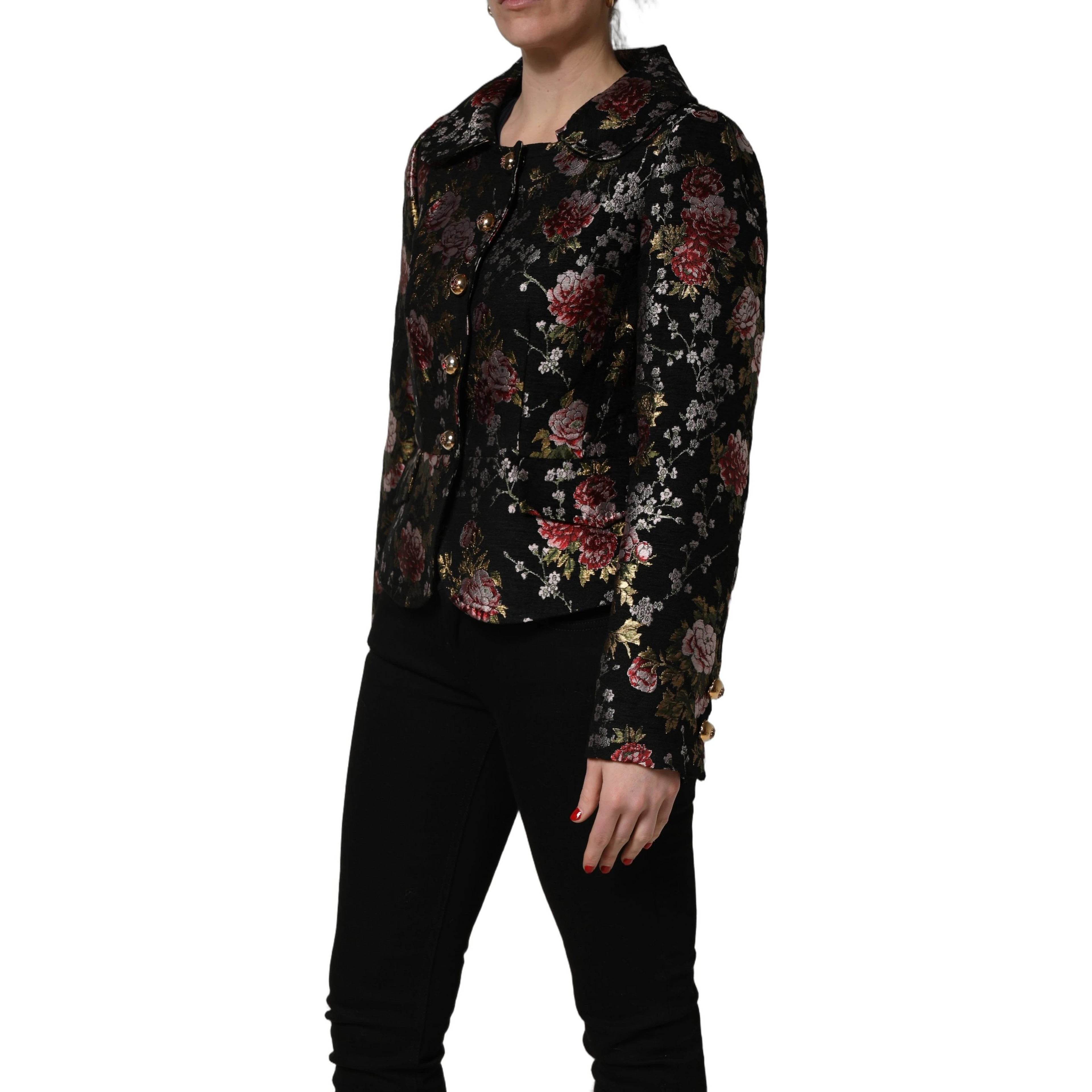 Multicolor Floral Brocade Blazer Jacket