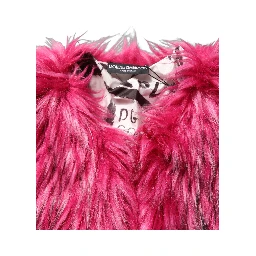 Fuchsia Belted Faux-Fur Trench Coat Jacket