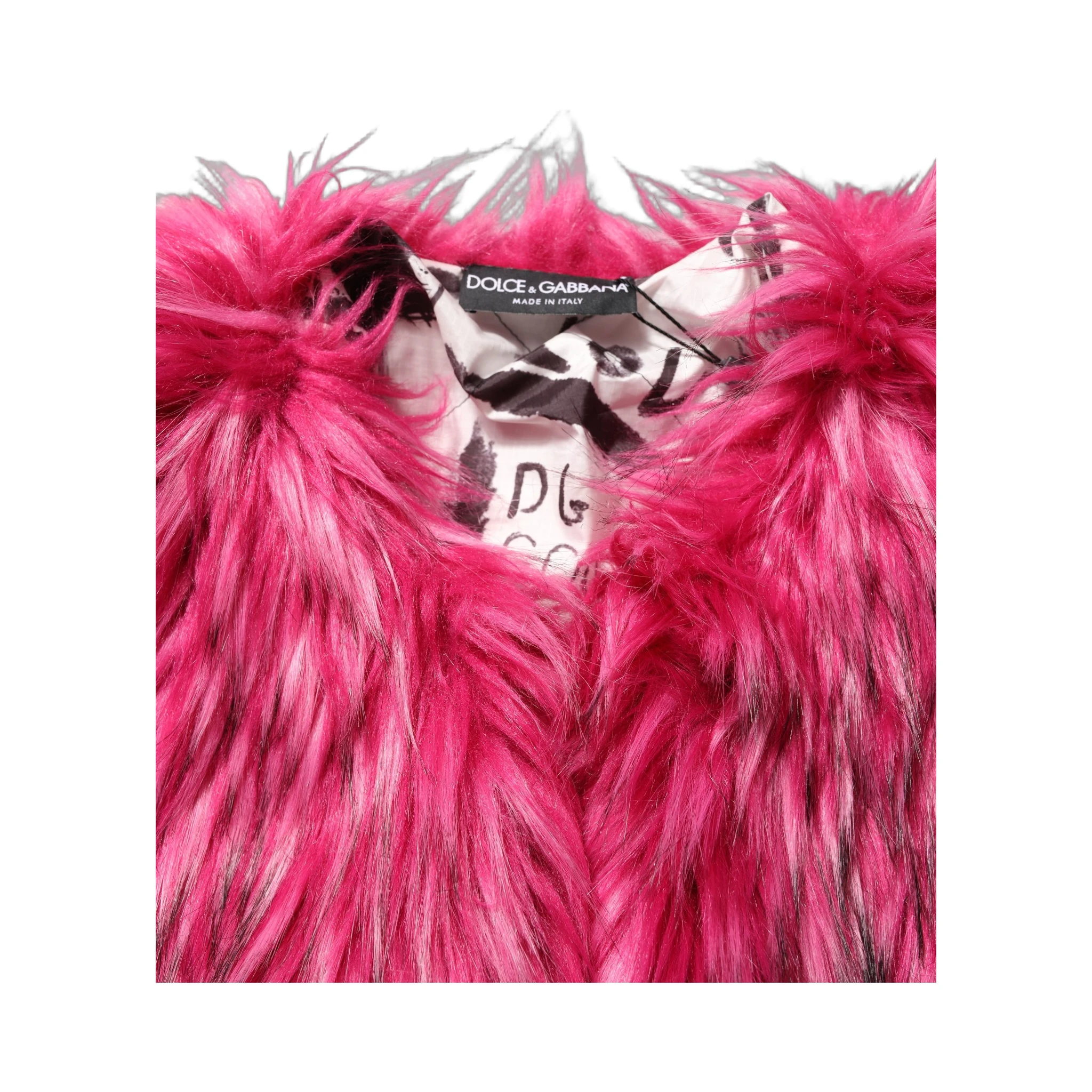 Fuchsia Belted Faux-Fur Trench Coat Jacket