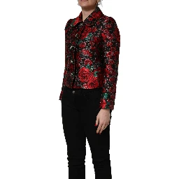 Multicolor Floral Brocade ButtonBlazer Jacket