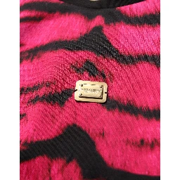 Pink Zebra Sleeveless Crew Neck Cropped T-shirt