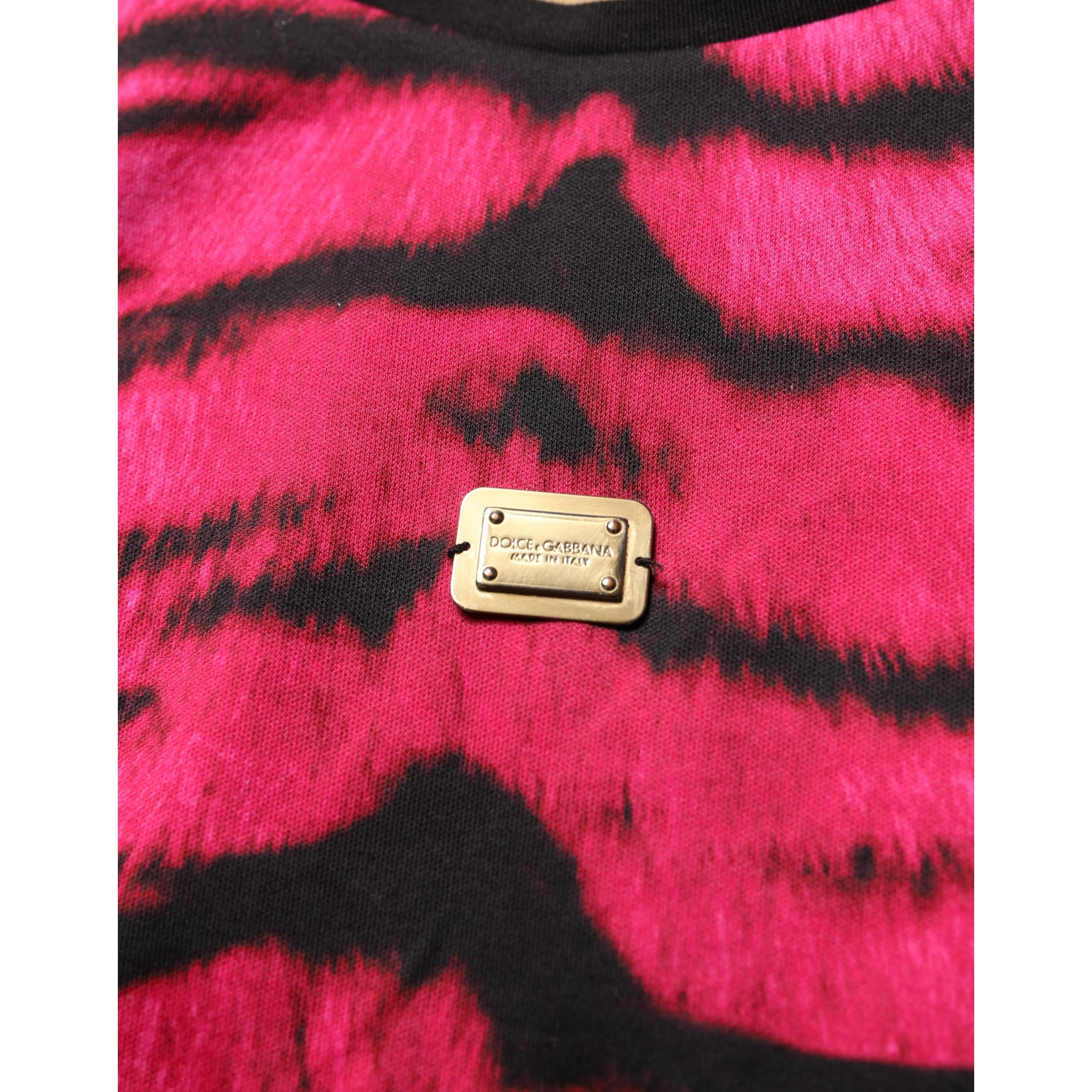 Pink Zebra Sleeveless Crew Neck Cropped T-shirt