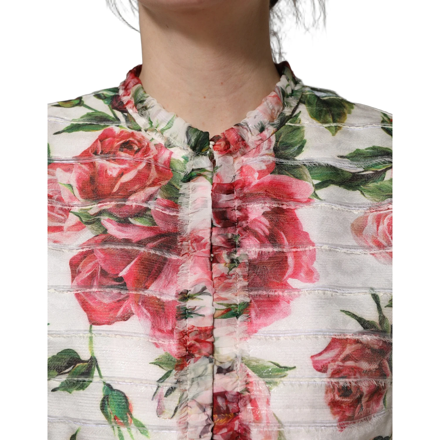 Multicolor Peony Print Polyester Coat Jacket