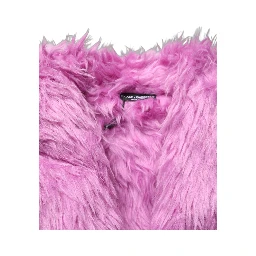 Pink Plush Faux Fur Gold Leather Coat Jacket
