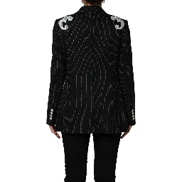 Black Stripe Double-Breasted Blazer Jacket