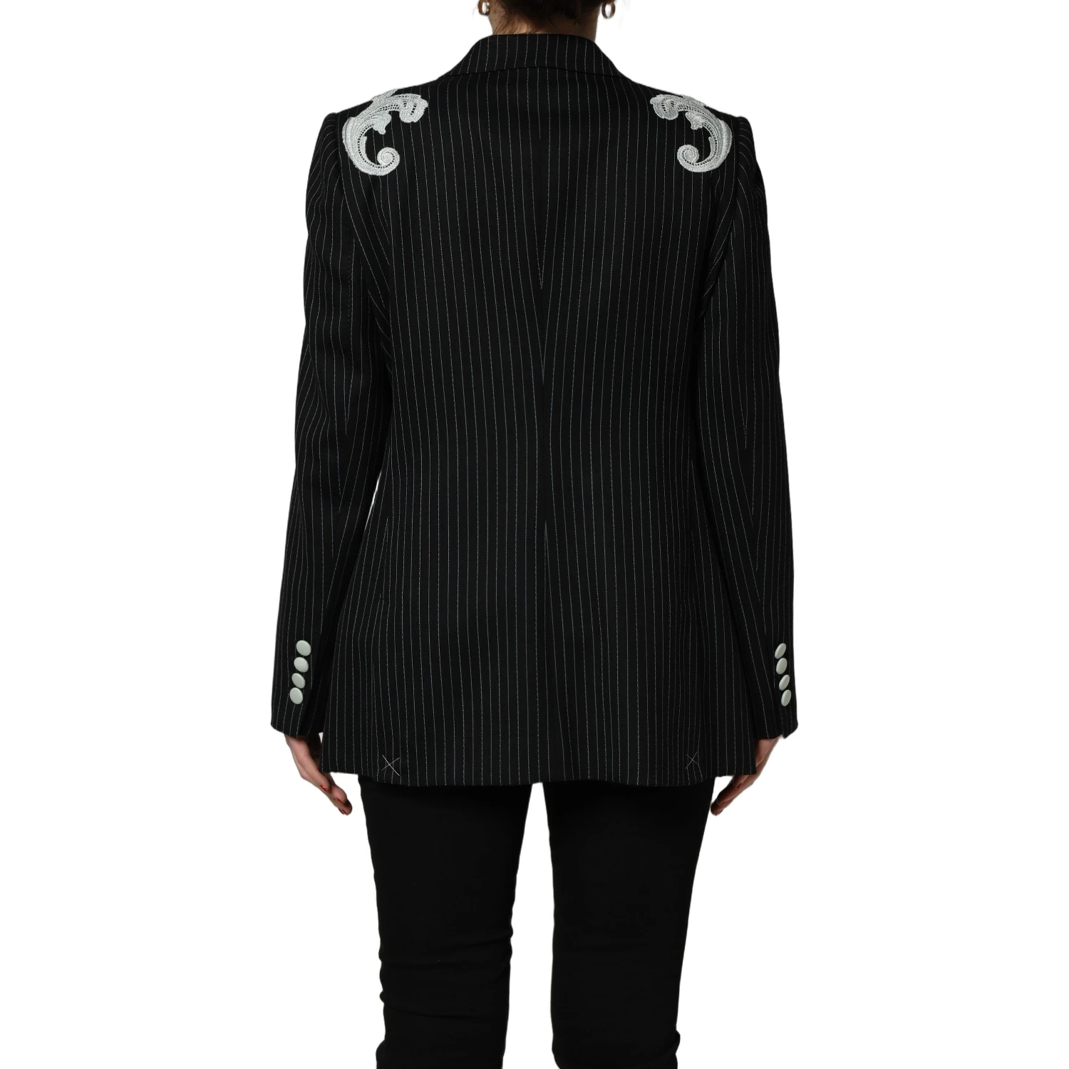 Black Stripe Double-Breasted Blazer Jacket