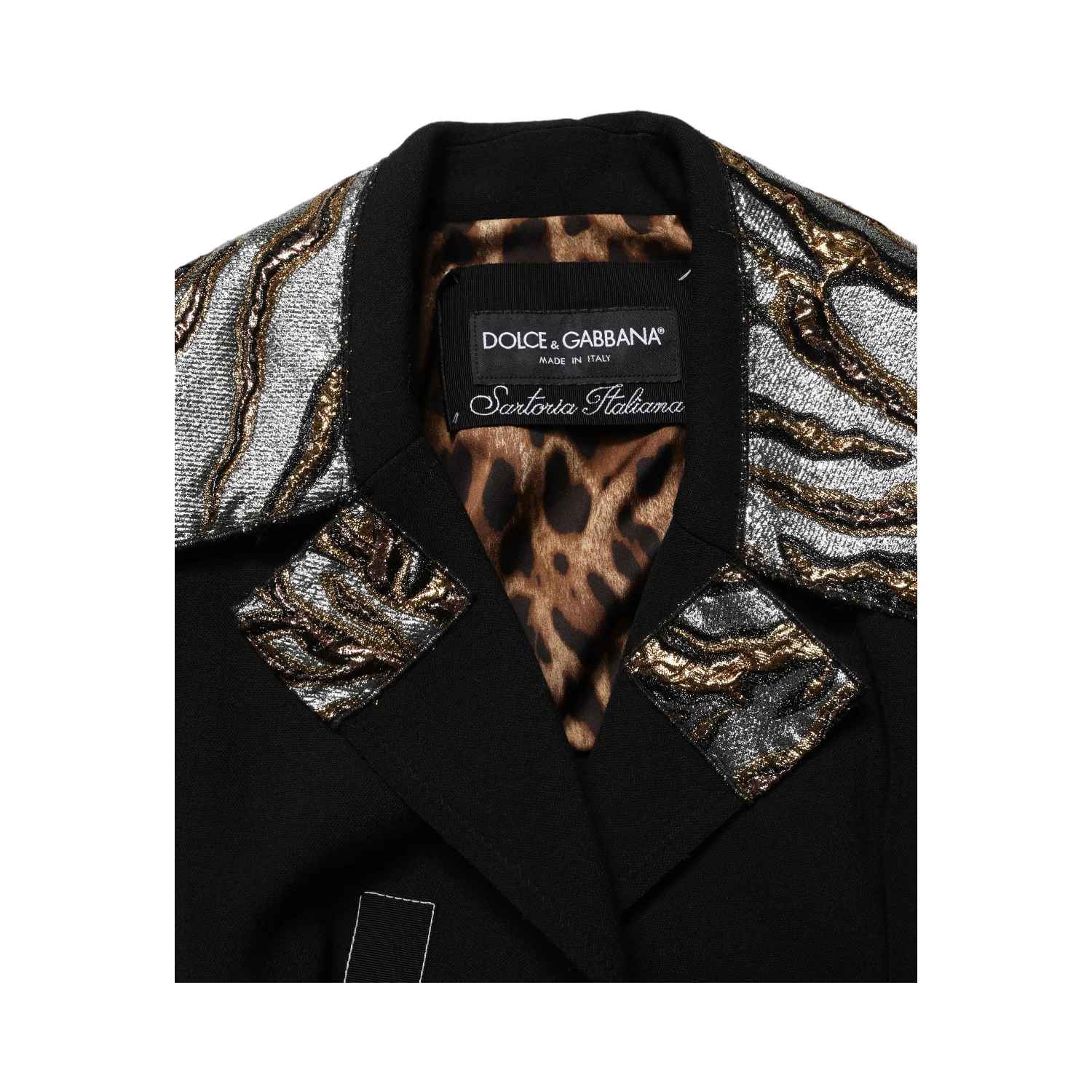 Black Single-Breasted Brocade Coat Jacket