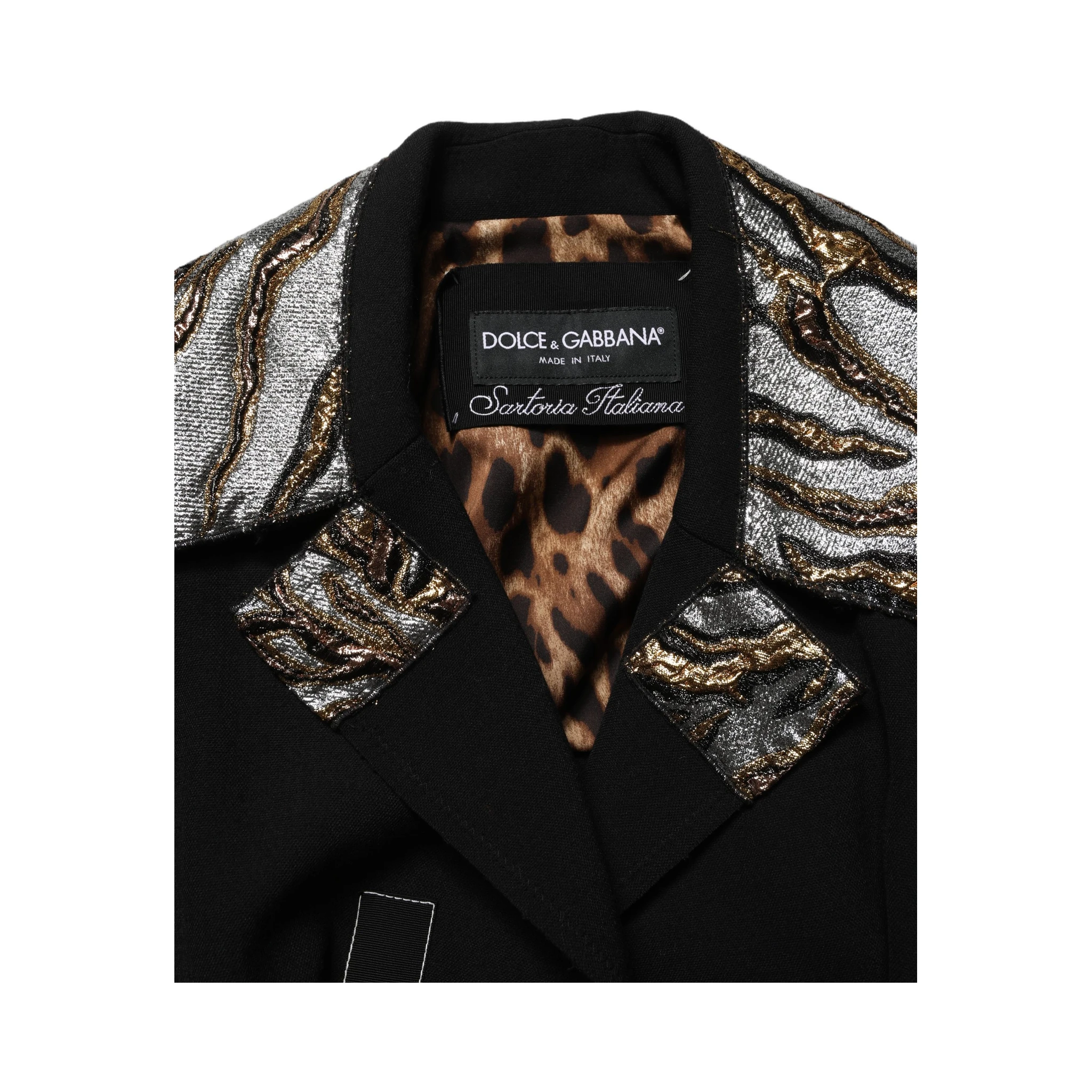 Black Single-Breasted Brocade Coat Jacket