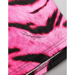 Pink Zebra Sleeveless Crew Neck Cropped T-shirt