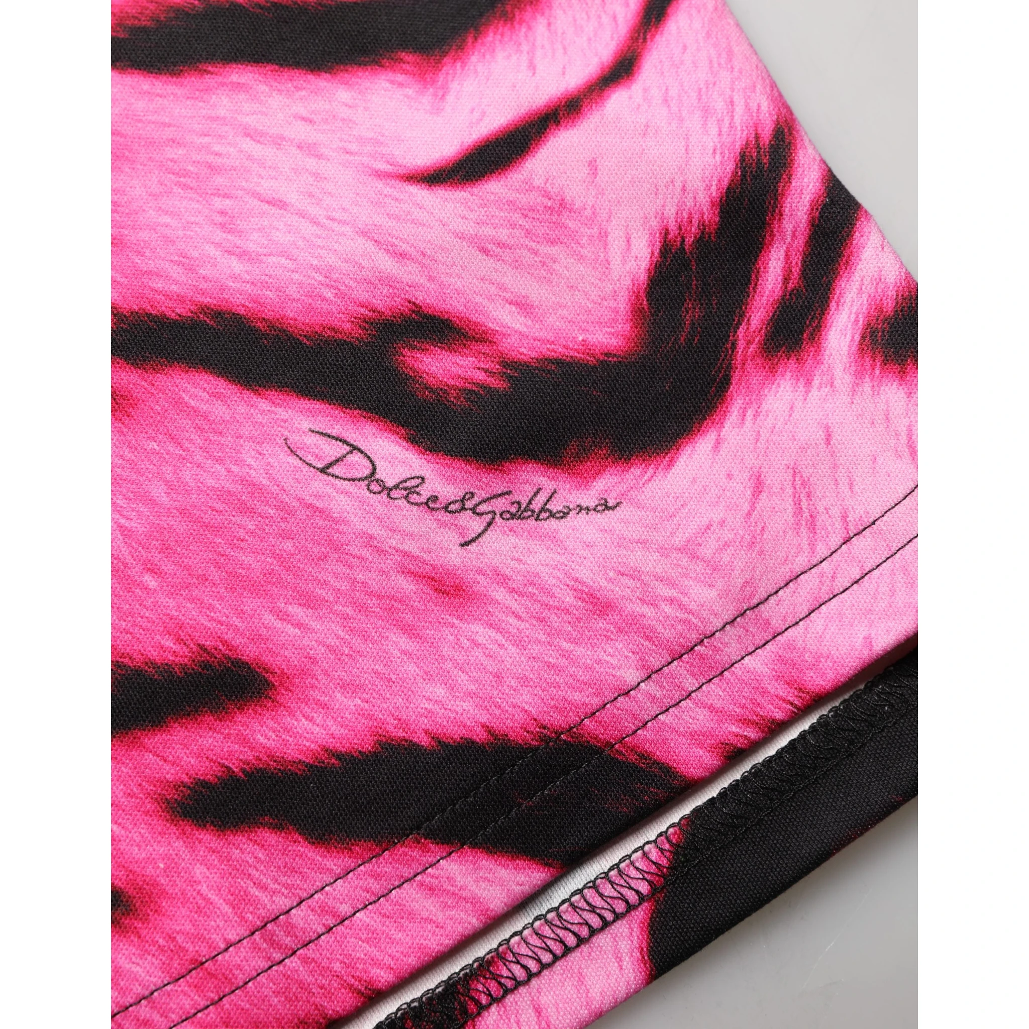 Pink Zebra Sleeveless Crew Neck Cropped T-shirt