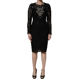 Black Crystal Embellished Sheath Midi Dress