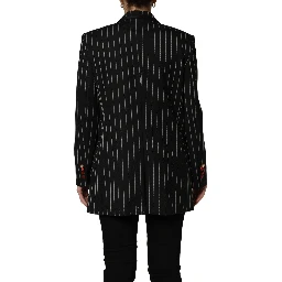 Black Stripe Double-Breasted Blazer Jacket