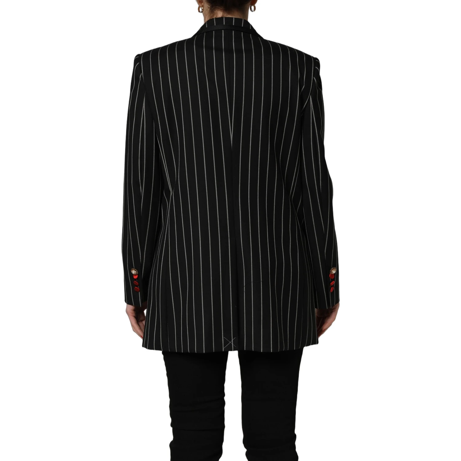 Black Stripe Double-Breasted Blazer Jacket