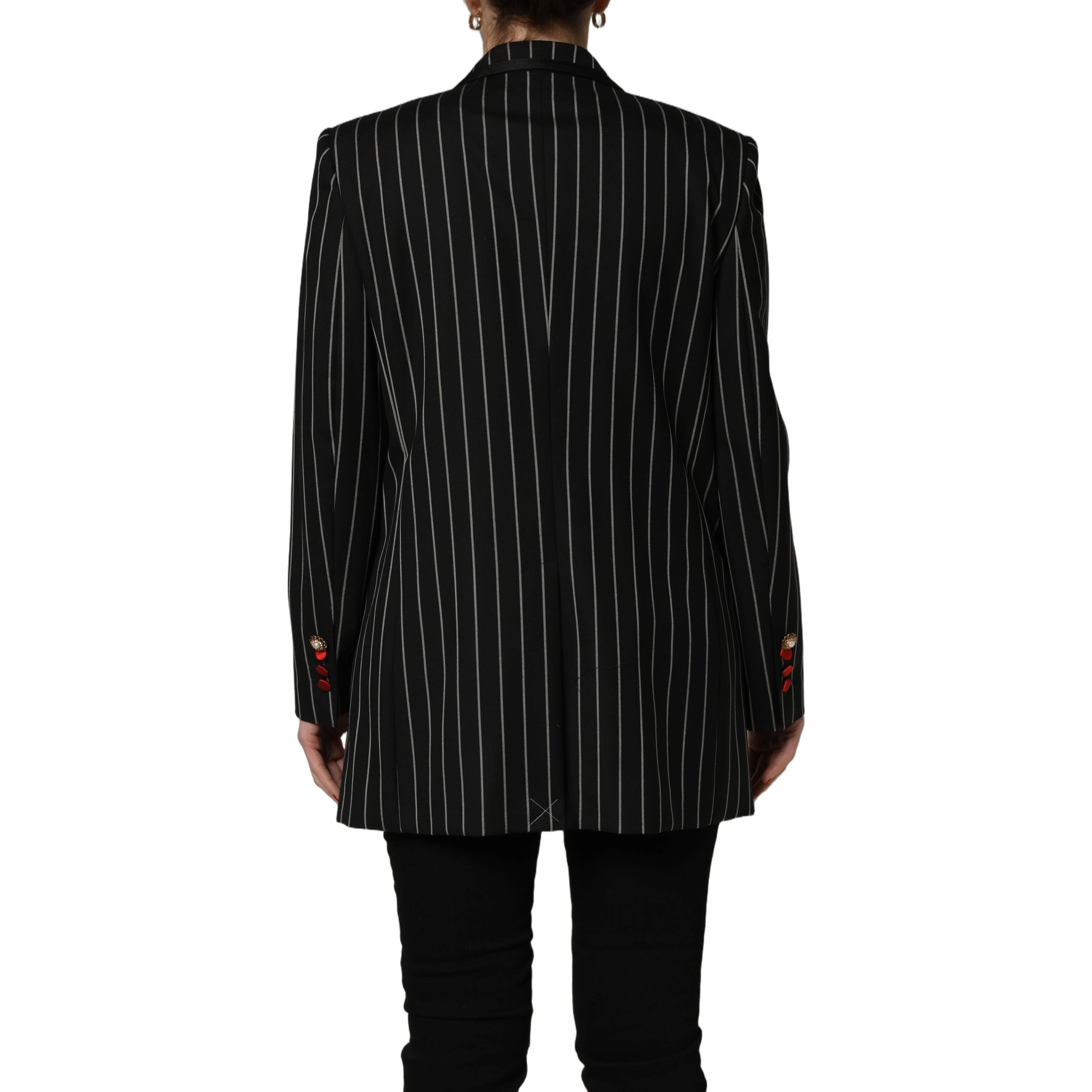 Black Stripe Double-Breasted Blazer Jacket