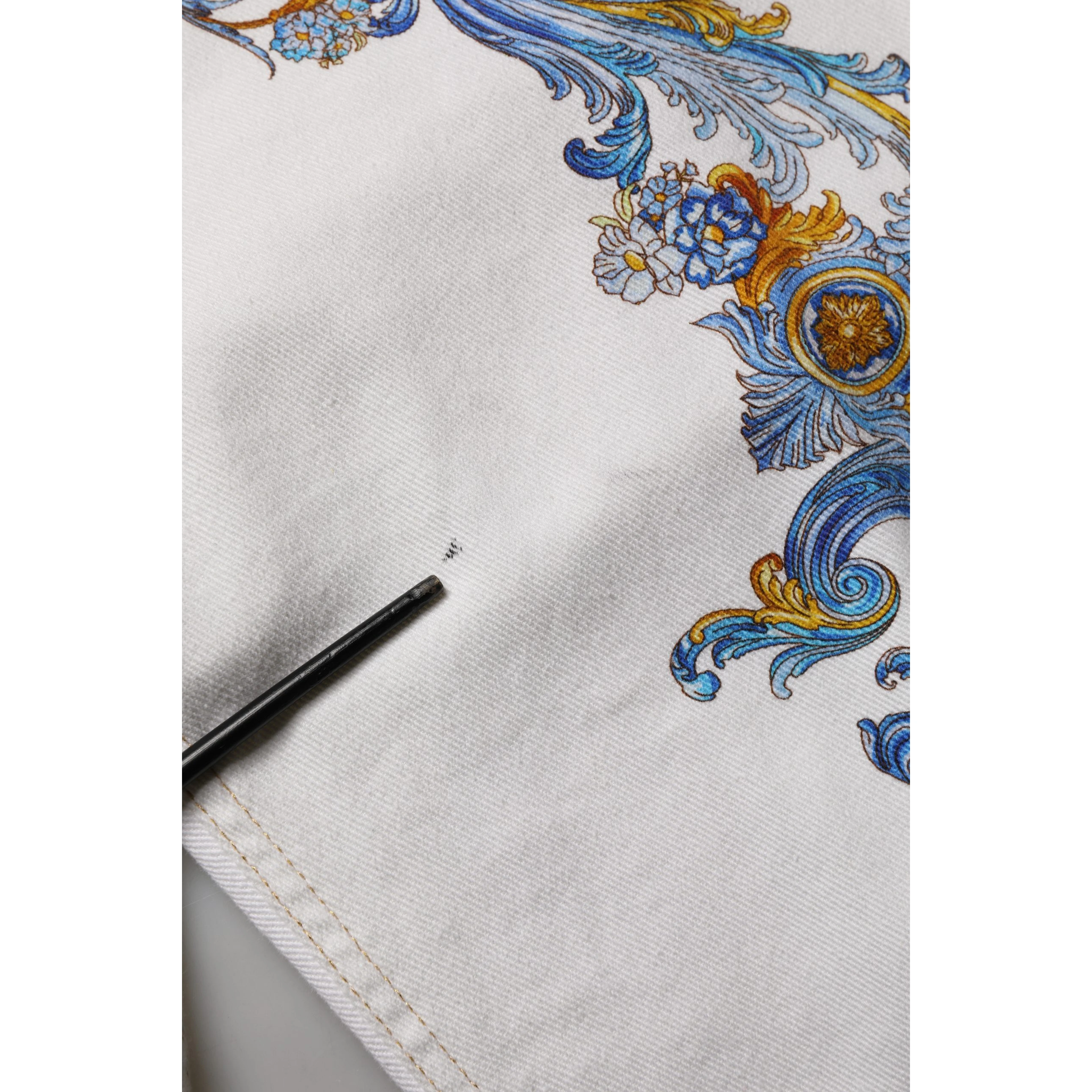 White Floral Print Skinny Denim Jeans