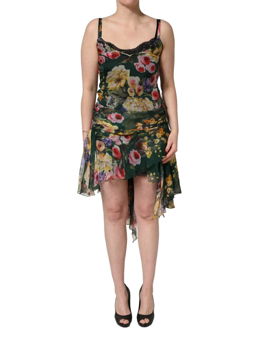 Multicolor Floral Print Sleeveless Mini Dress