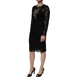 Black Crystal Embellished Sheath Midi Dress