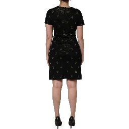 Black DG Crown Short-Sleeve Sheath Dress