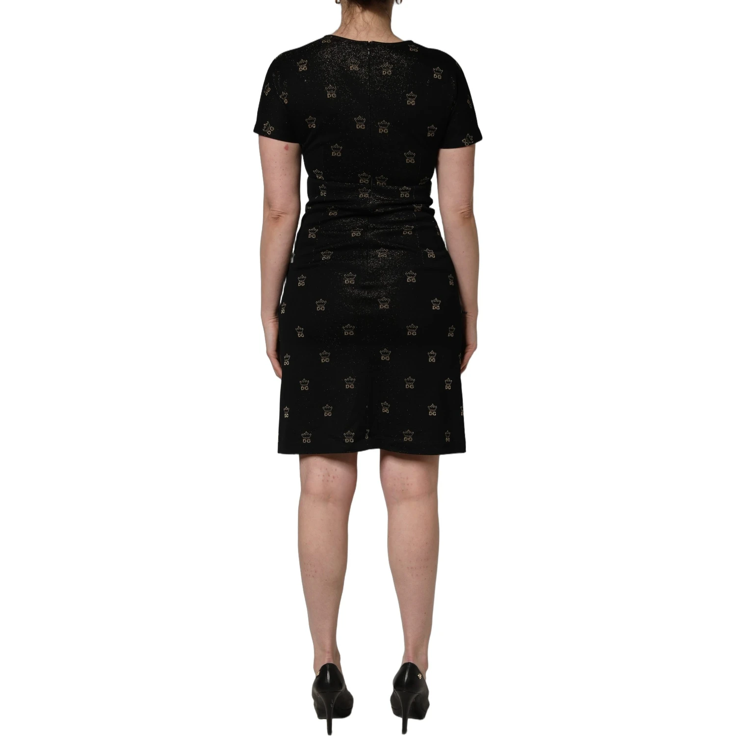 Black DG Crown Short-Sleeve Sheath Dress