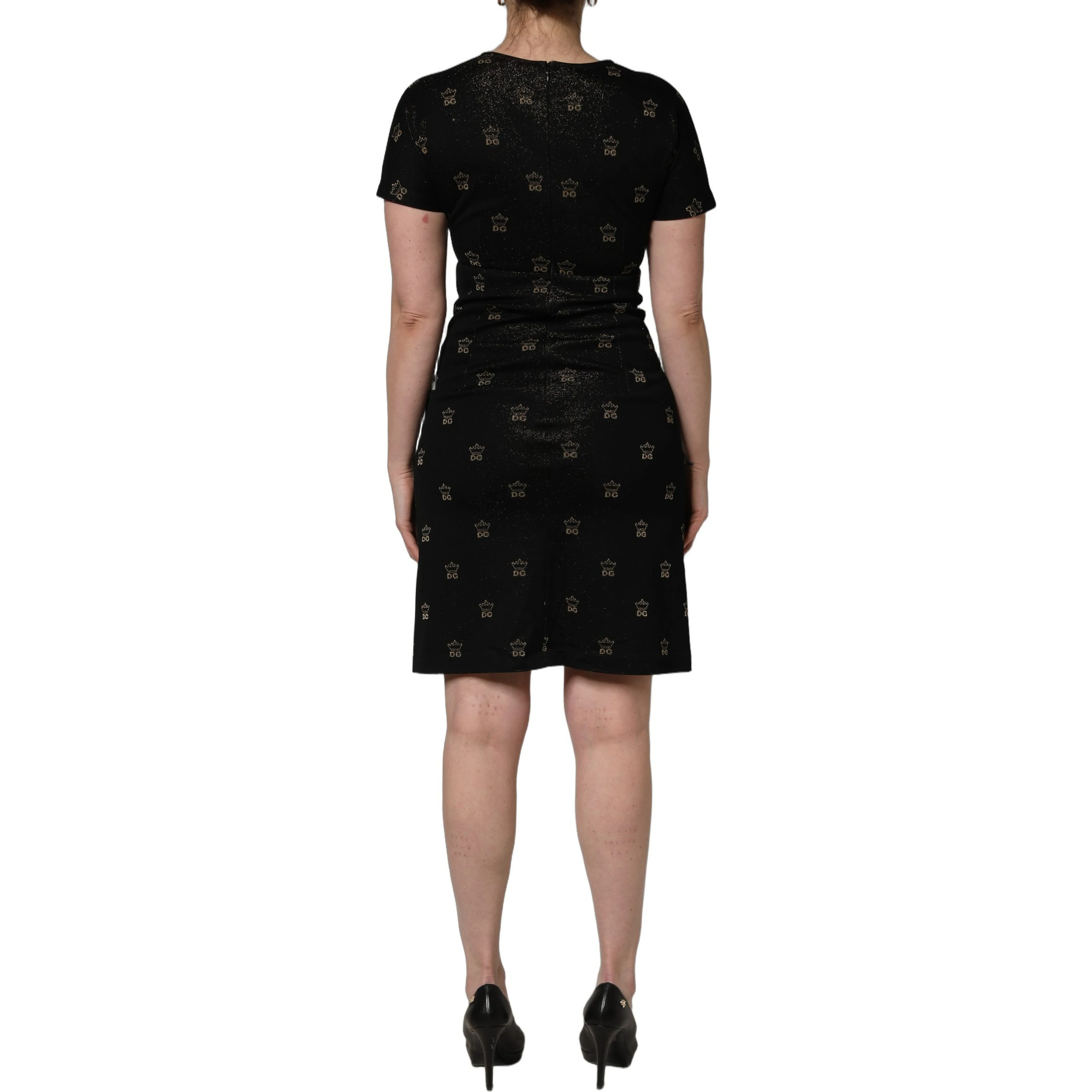 Black DG Crown Short-Sleeve Sheath Dress