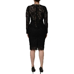 Black Crystal Embellished Sheath Midi Dress