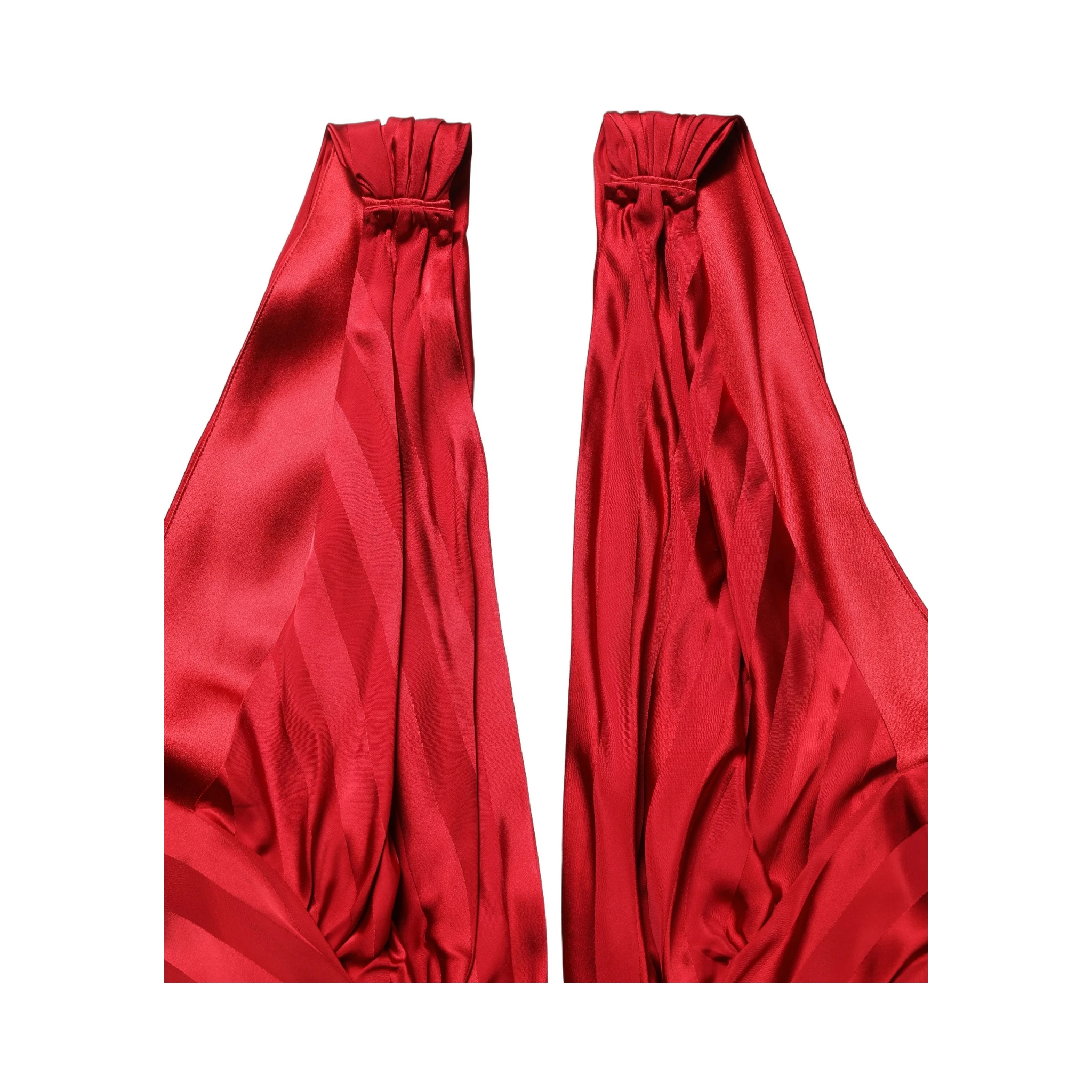 Red Plunging HalterNeck Draped Jumpsuit Dress
