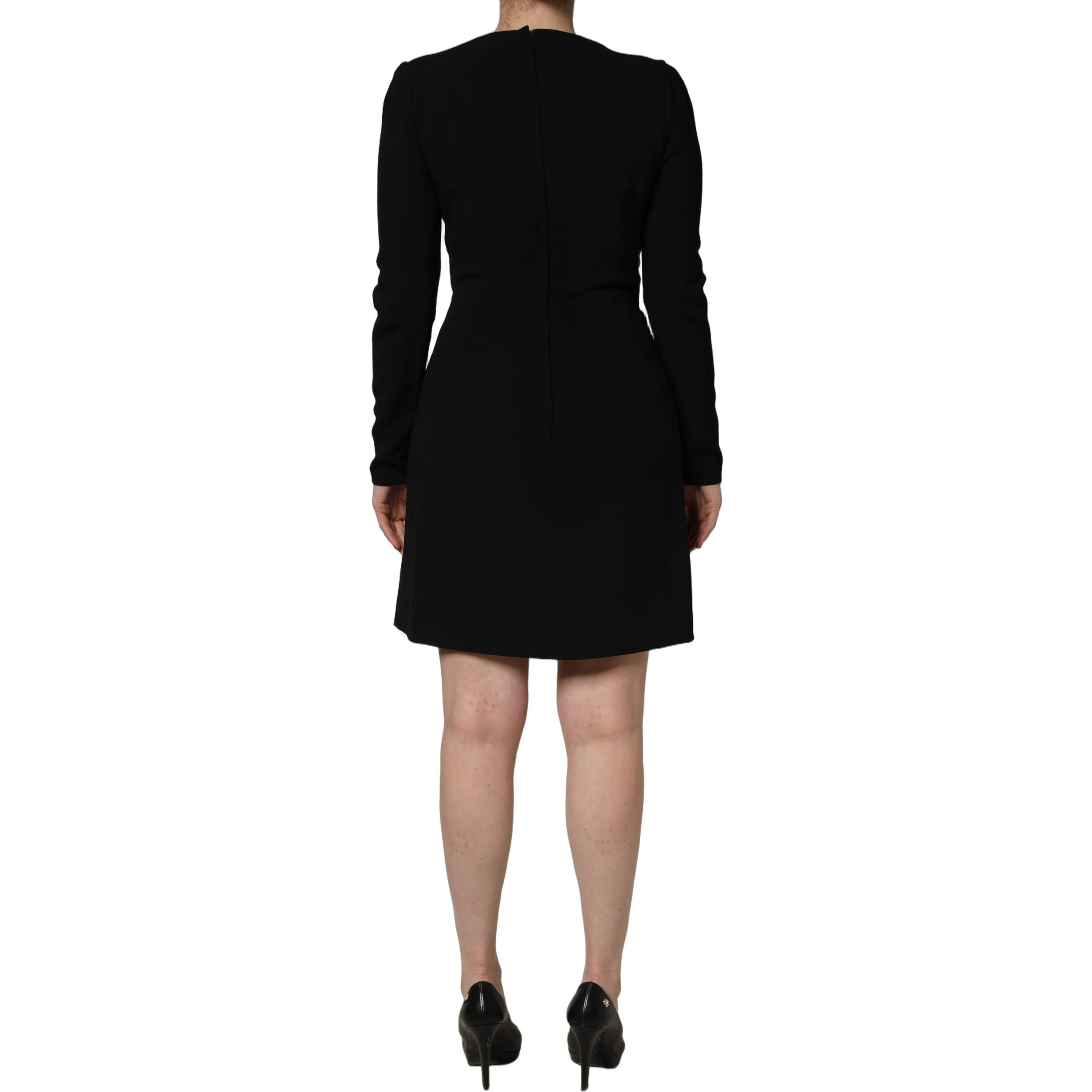 Black Long Sleeves Scoop Neck Mini Dress