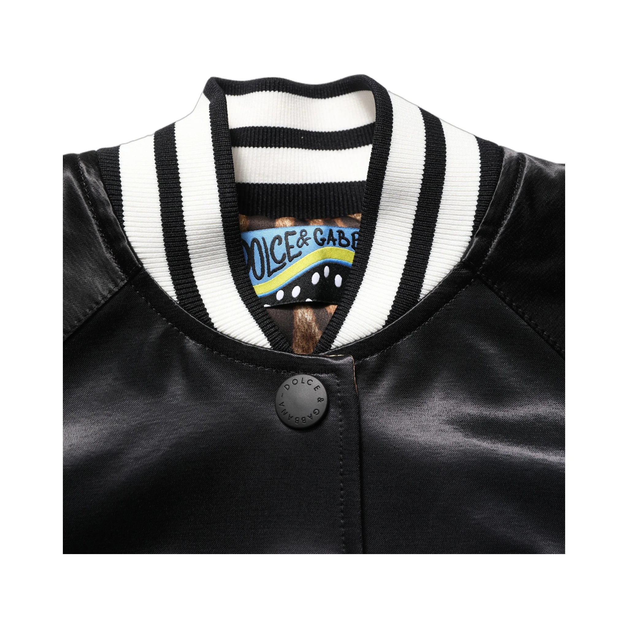 Black Satin Floral Embroidery Bomber Jacket