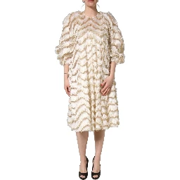 Ivory Fringe Layered Shift Midi Dress